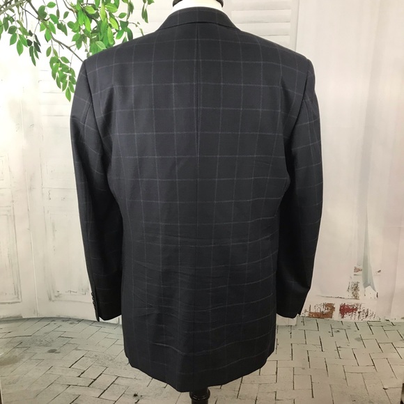 Tasso Elba 3-Button Wool Navy Plaid Sport Coat 40R - Picture 5 of 8